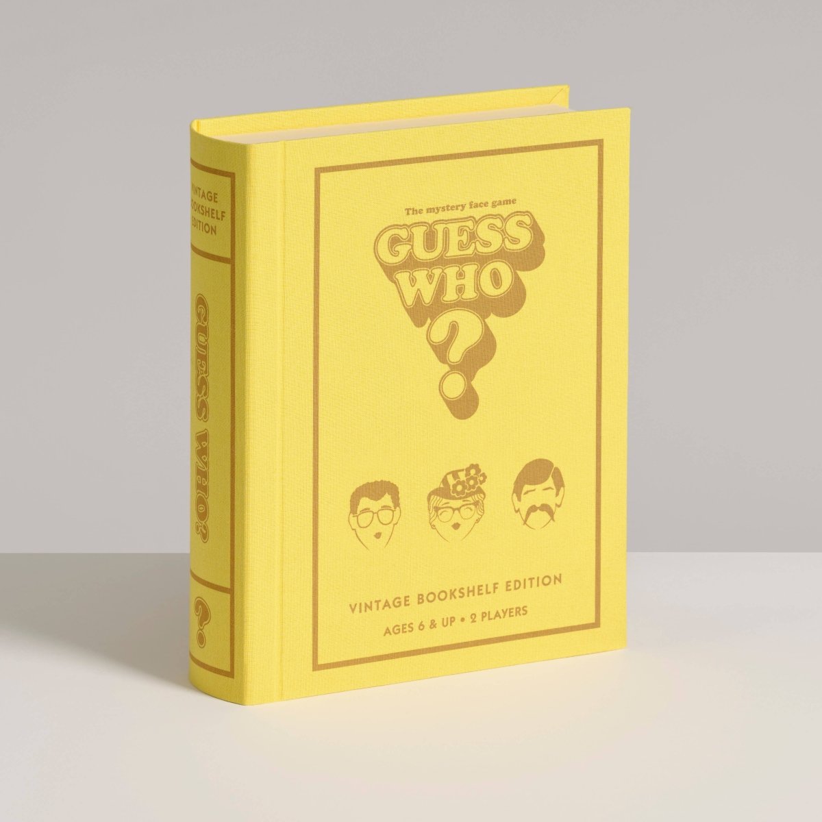 Guess Who? Vintage Bookshelf Edition game by WS Game Company featuring a classic game box with colorful characters and vintage design.