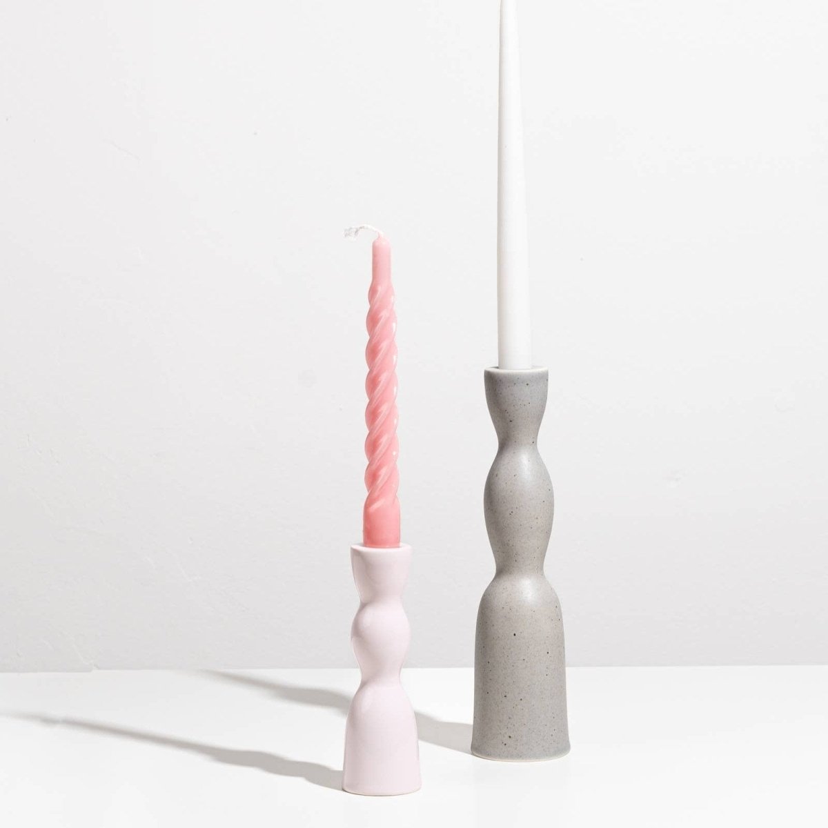 Niedriger Wave-Kerzenhalter - Blush