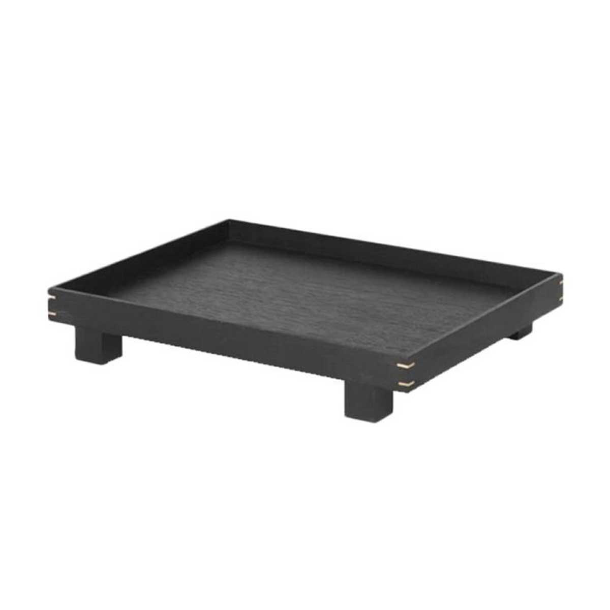 Small Ferm Living Bon Wooden Tray with rounded edges and natural wood finish, ideal for serving or decorative use.