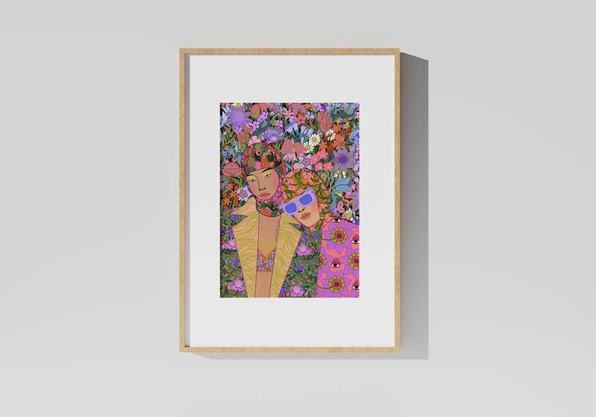 A4 fine art print of a girl wearing a balaclava by Sasha Ignatiadou, showcasing vibrant colors and detailed portrait artwork.
