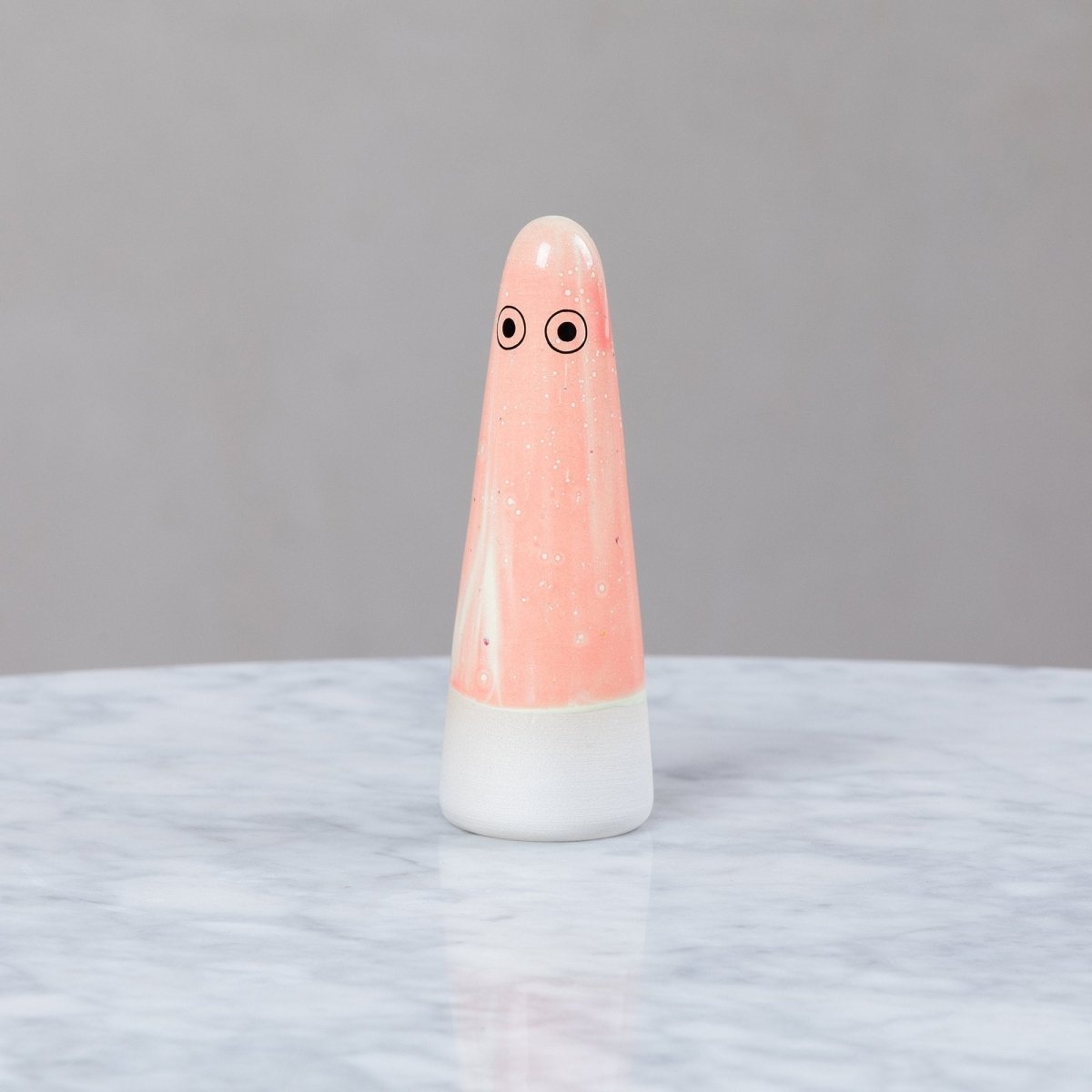 Studio Arhoj ceramic Ghost figurine with a smooth, glossy finish and whimsical design, showcasing artisanal craftsmanship.