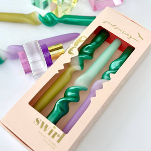 Dip Dye Swirl Candles - Set of 3 - Vibrant Matcha