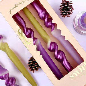 Dip Dye Swirl Candles - Set of 3 - Eclectic Pouf