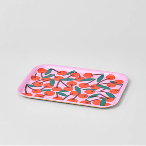 Cherries Pink Serving Tray (Small)