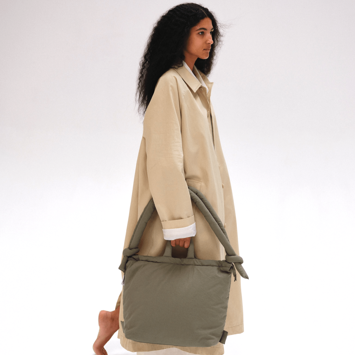 Ona Soft Bag: Coal + Sage stripe