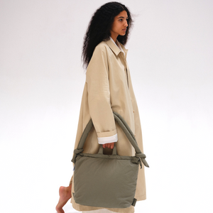 Ona Soft Bag: Coal + Sage stripe