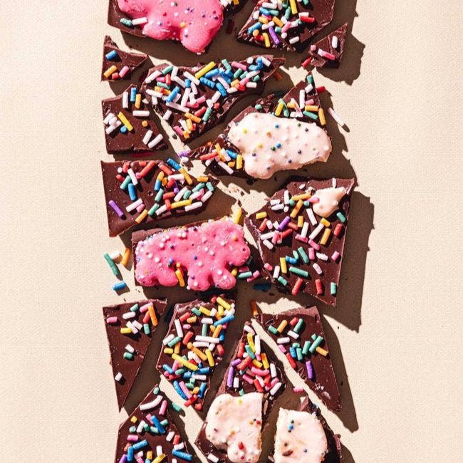 Zartbitterschokoladenriegel „Pink Elephants Animal Cookies“