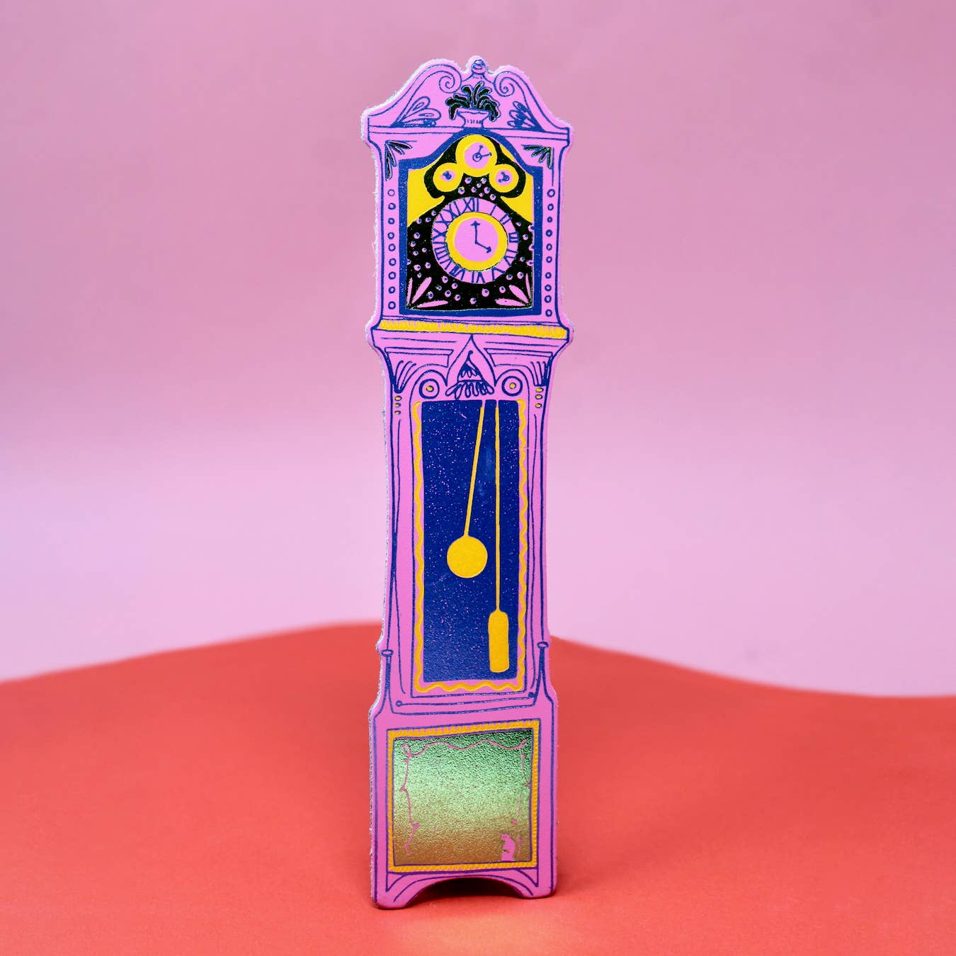 Grandfather Clock Bookmark: Pale Pink