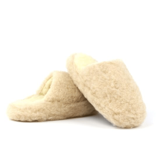 Unisex Backless Wool Slippers - Beige