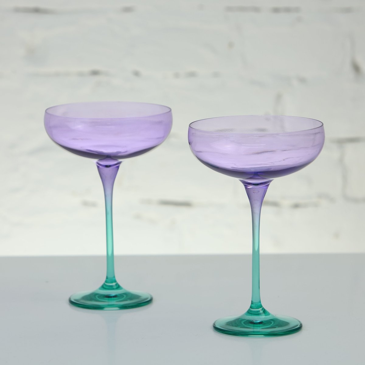 Coloured Cocktail Glasses, Set of 6, Violet Mint