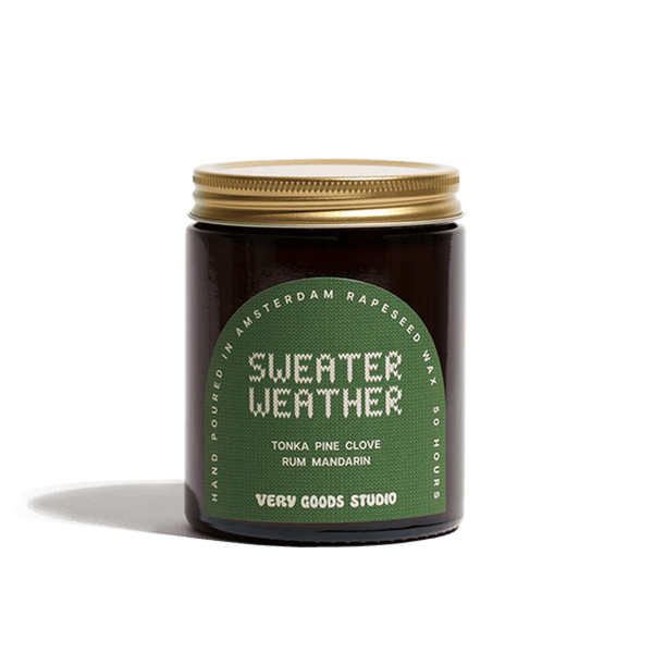 SWEATER WEATHER Rapswachskerze / 170 ml / 45-50 Stunden Braunes Glasgefäß