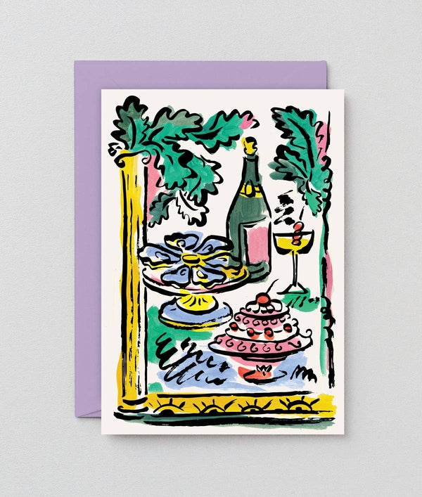 Birthday Champagne & Oysters Greetings Card