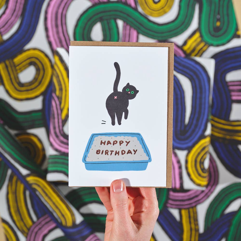 Birthday Cat Poop Greetings Card