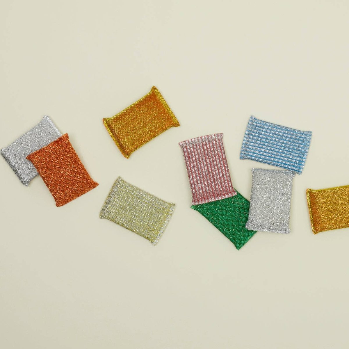 Lurex Sponges Set of 3: Pink / Terracotta / Gold