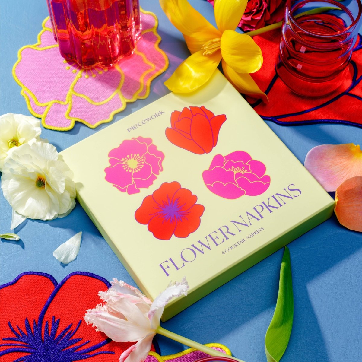 Flower Cocktail Napkins - Set Of 4