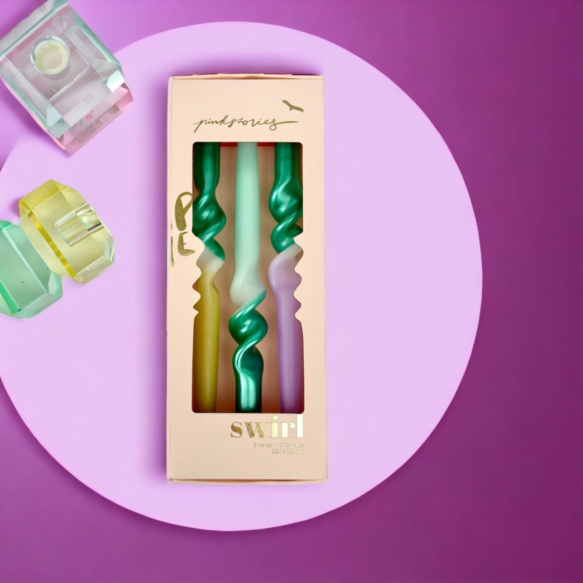 Dip Dye Swirl Candles - Set of 3 - Vibrant Matcha