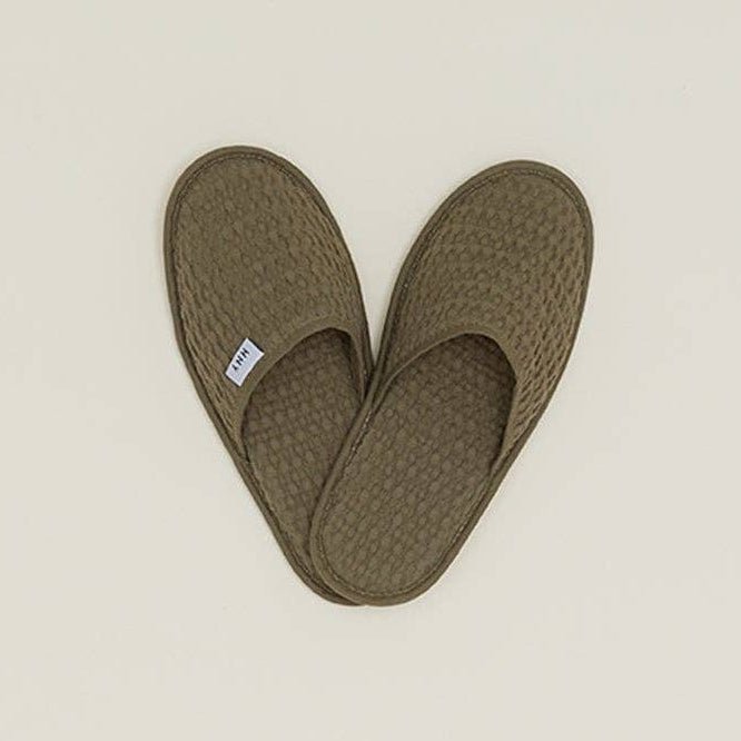 Simple Waffle Slippers - Olive: Large