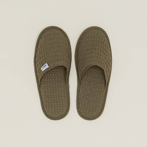 Simple Waffle Slippers - Olive: Large