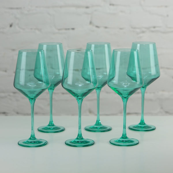 Coloured Wine Glass, Set of 6 Pieces, Celadon