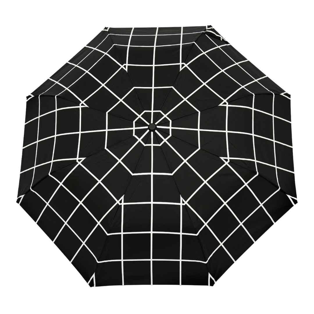 Black Grid Pattern Eco-Friendly Duck Handle Umbrella