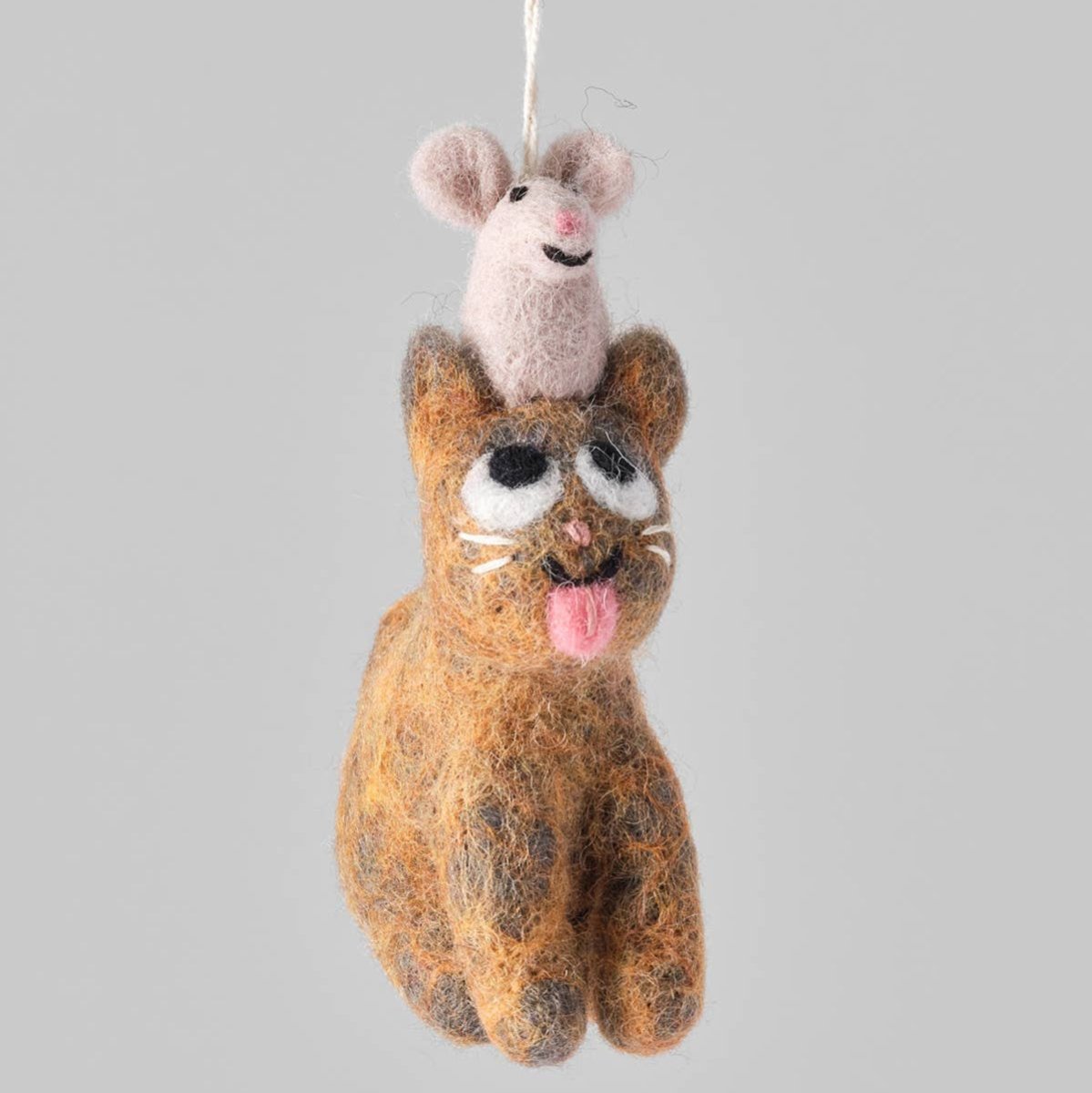 Clint, Cat With Mouse Hanging Felt Ornament
