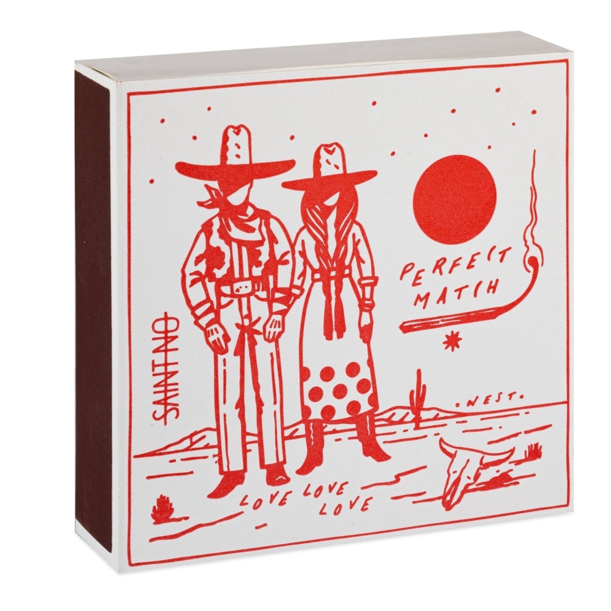 "A Cowboy’s Perfect Match" Letterpress-Streichholzschachtel – Saint Nos Wilder Westen