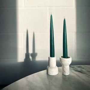 Marble Tealight and Taper Candle Holder: Forest Green