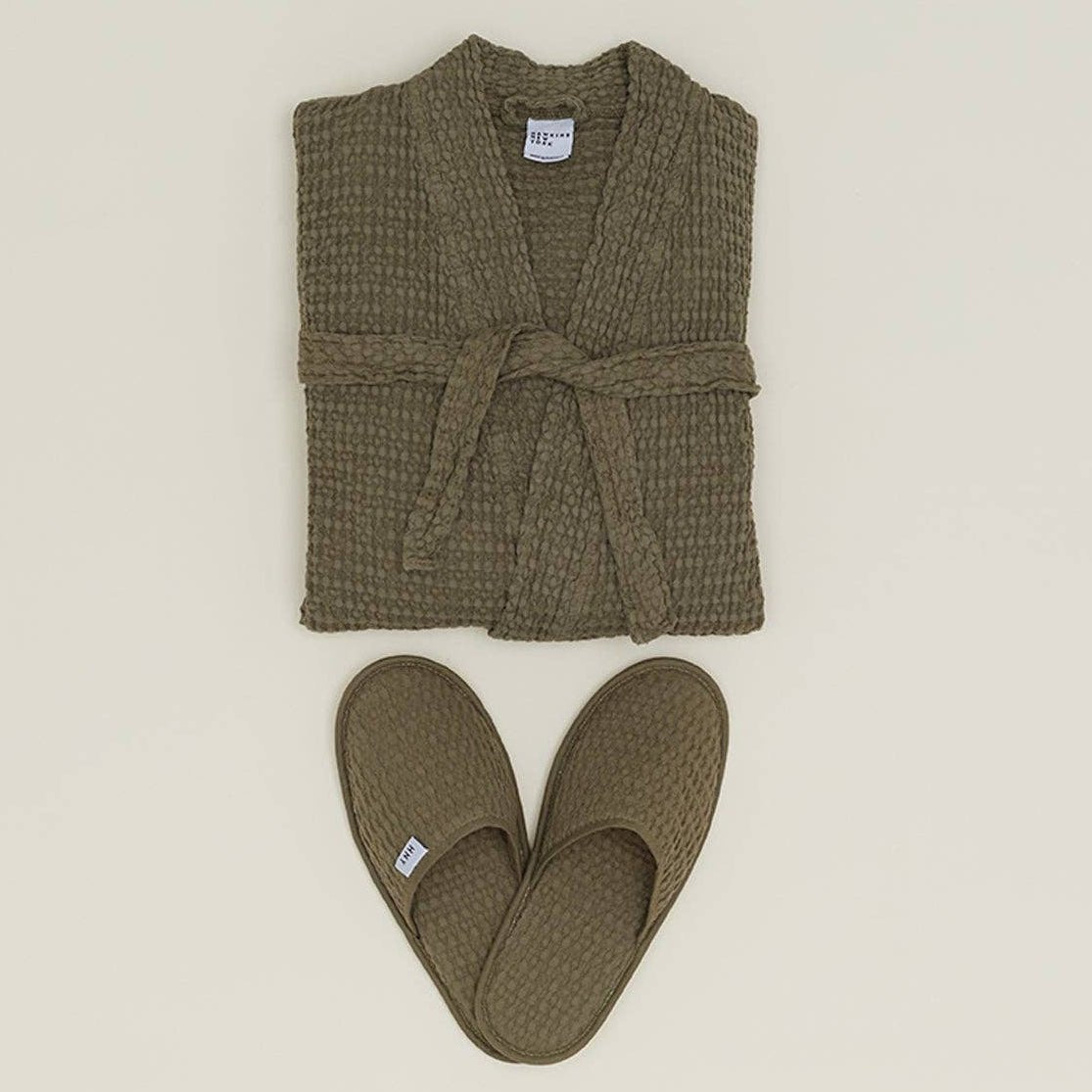 Simple Waffle Slippers - Olive: Large