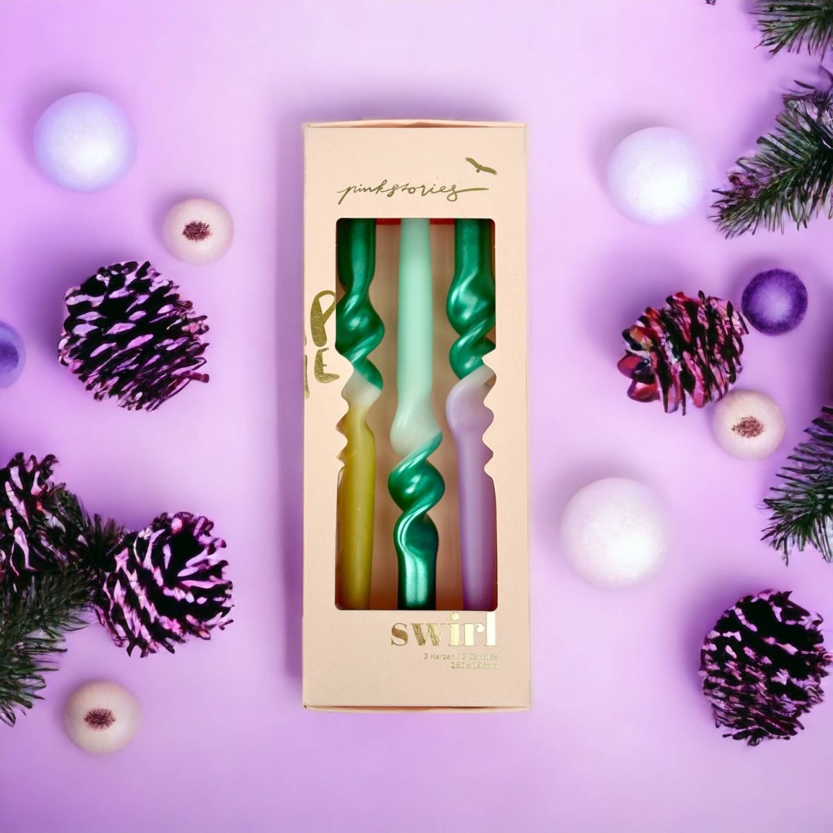 Dip Dye Swirl Candles - Set of 3 - Vibrant Matcha