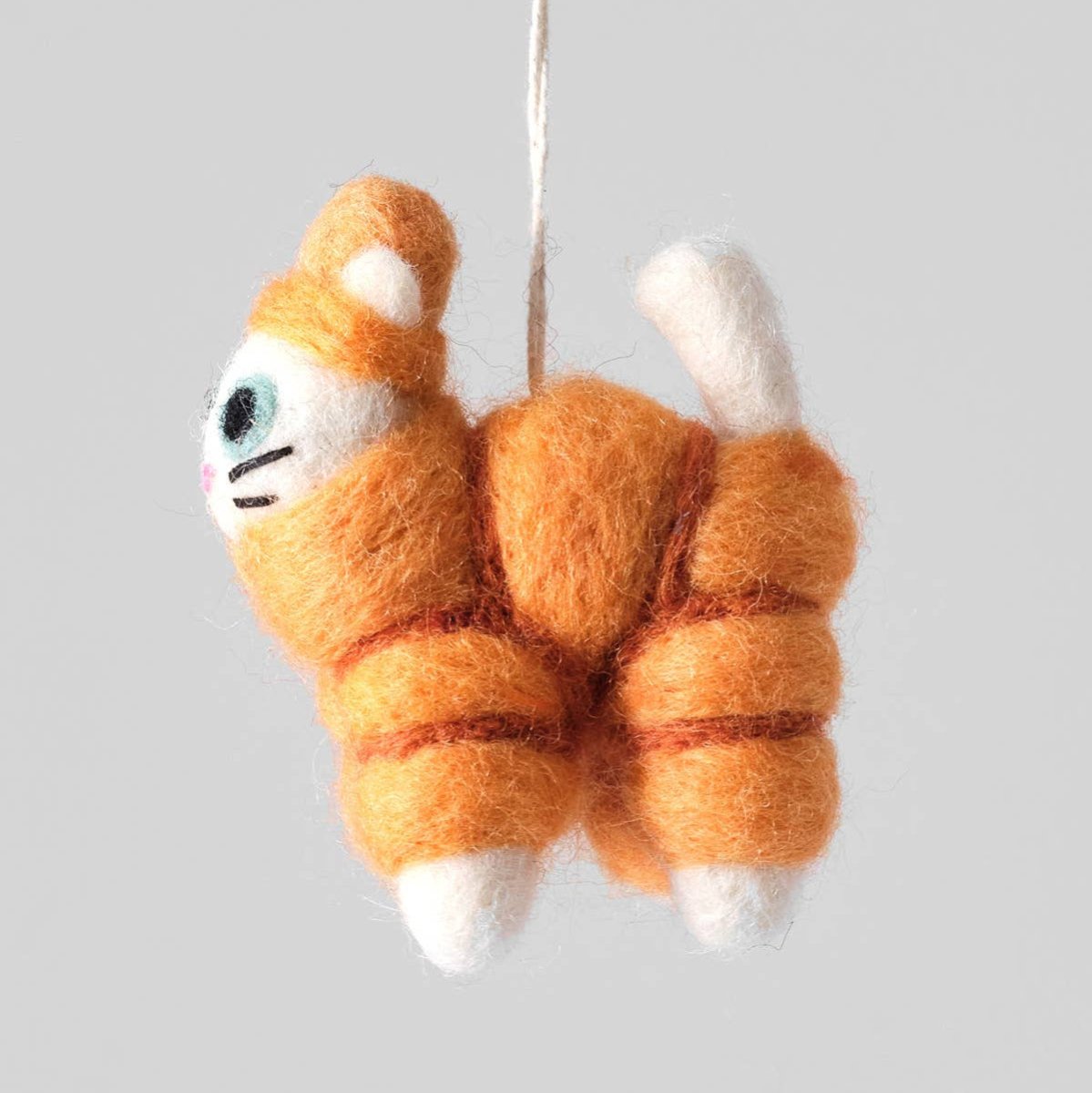 Lee, Cat in Orange Puffa Hanging Felt Ornament