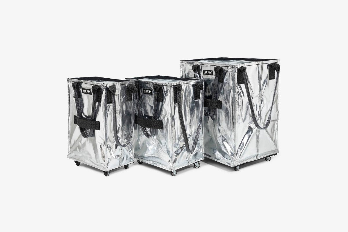 Small silver Hulken Bag with sleek design, featuring a compact shape and metallic finish.