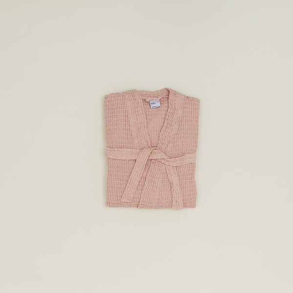 Simple Waffle Bathrobe - Blush: Large