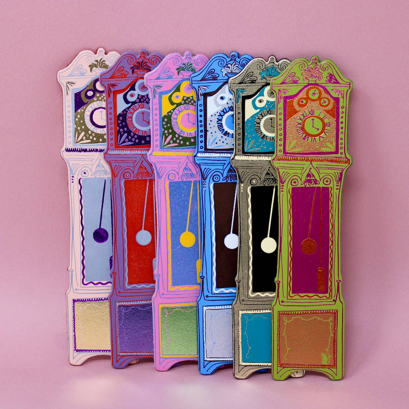 Grandfather Clock Bookmark: Hot Pink