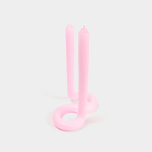 Twist Candle Sticks by Lex Pott, 9.5" Tall, Light Pink