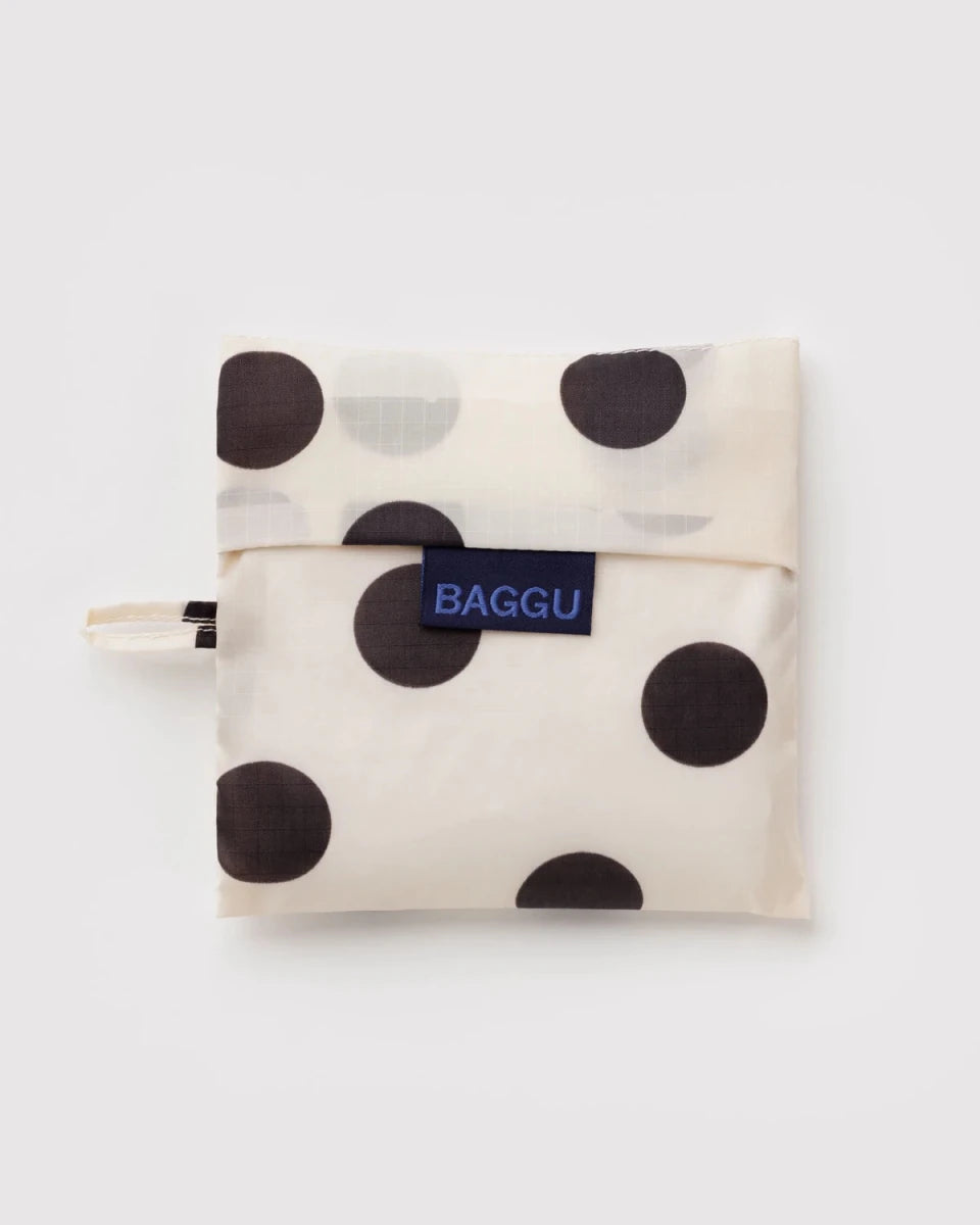 Cream and Black Polka Dot Baggu Bag
