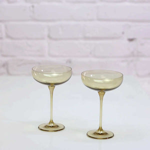 Coloured Champagne Coupe, Set of 2 Pieces, Golden Shroom