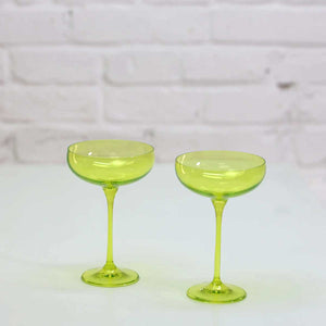 Coloured Cocktail Coupe Glass, Set of 2 Pieces, Neon Spill