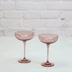 Farbige Champagnerschalen, 2er Set -  Smoky Rosé