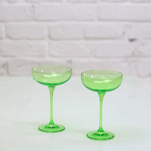 Coloured Cocktail Coupe Glass, Set of 2 Pieces, Wasabi