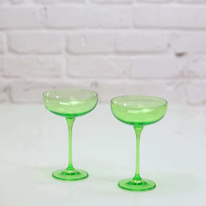 Coloured Champagne Coupe, Set of 2 Pieces, Wasabi