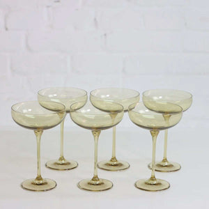 Coloured Cocktail Coupe Glass Set of 6 Pieces, Golden Shroom