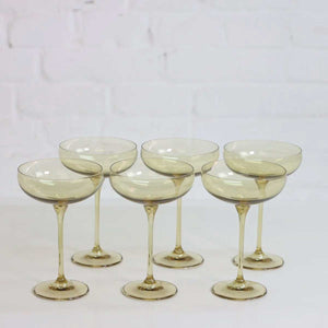 Coloured Champagne Coupe, Set of 6 Pieces, Golden Shroom