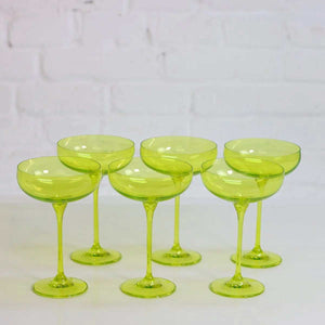 Coloured Cocktail Coupe Glass, Set of 6 Pieces, Neon Spill