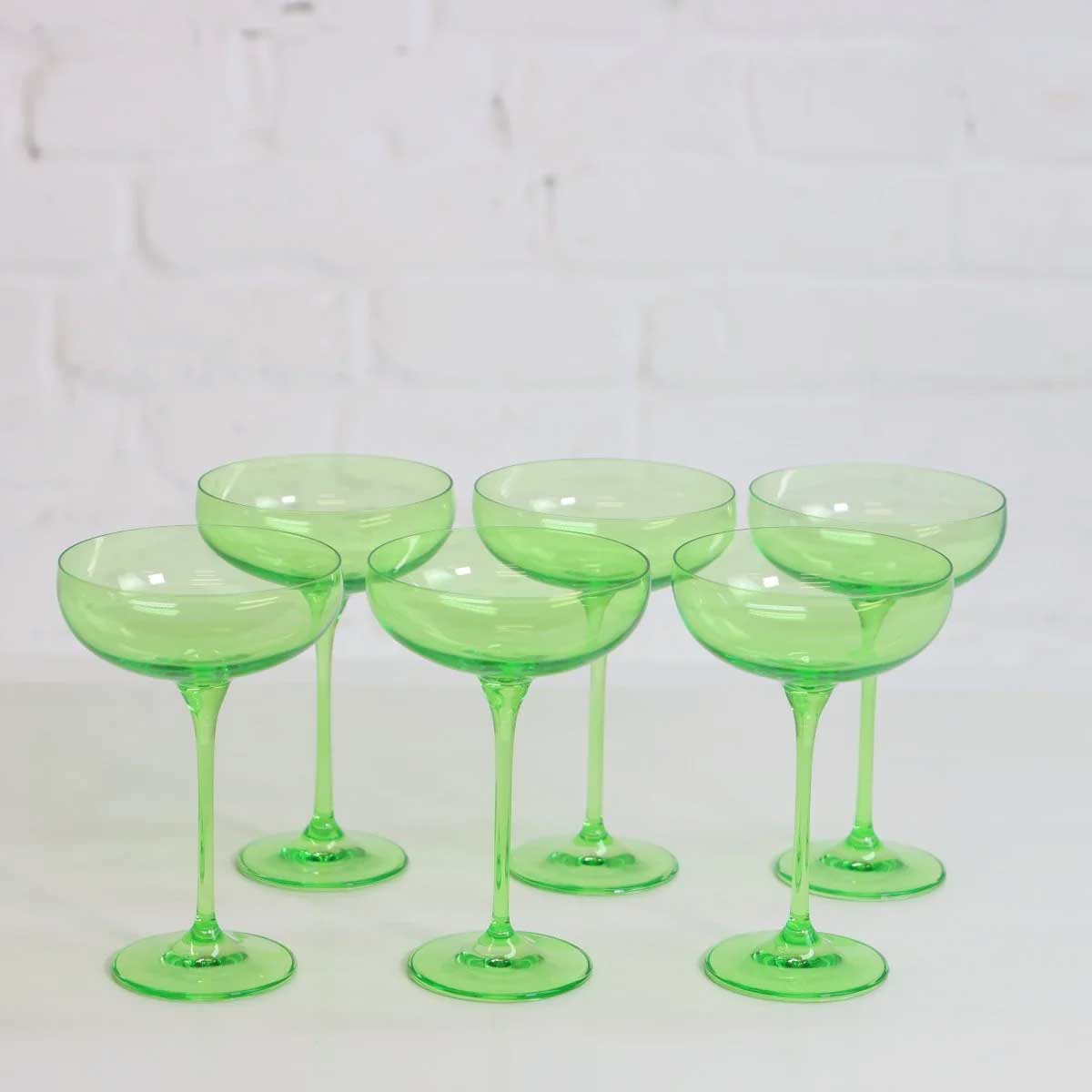 Coloured Cocktail Glasses, Set of 6 Pieces, Wasabi