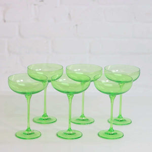 Coloured Cocktail Coupe Glass, Set of 6 Pieces, Wasabi