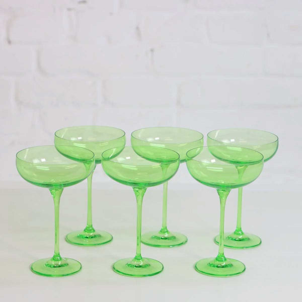 Coloured Cocktail Glasses, Set of 6 Pieces, Wasabi