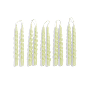 Mini Swirl Candles - Light Green Set of 10