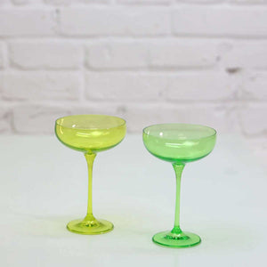 Coloured Champagne Coupe, Combination Set of 2, Psychoactive