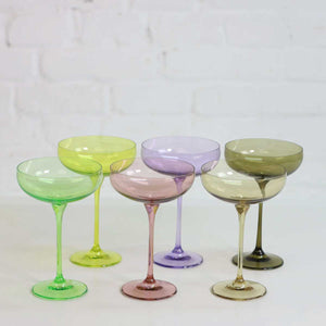Coloured Champagne Coupe, Combination Set of 6, Heirloom Collection