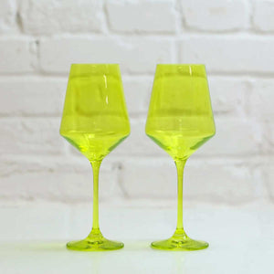 Coloured Wine Glass, Set of 2 Pieces, Neon Spill